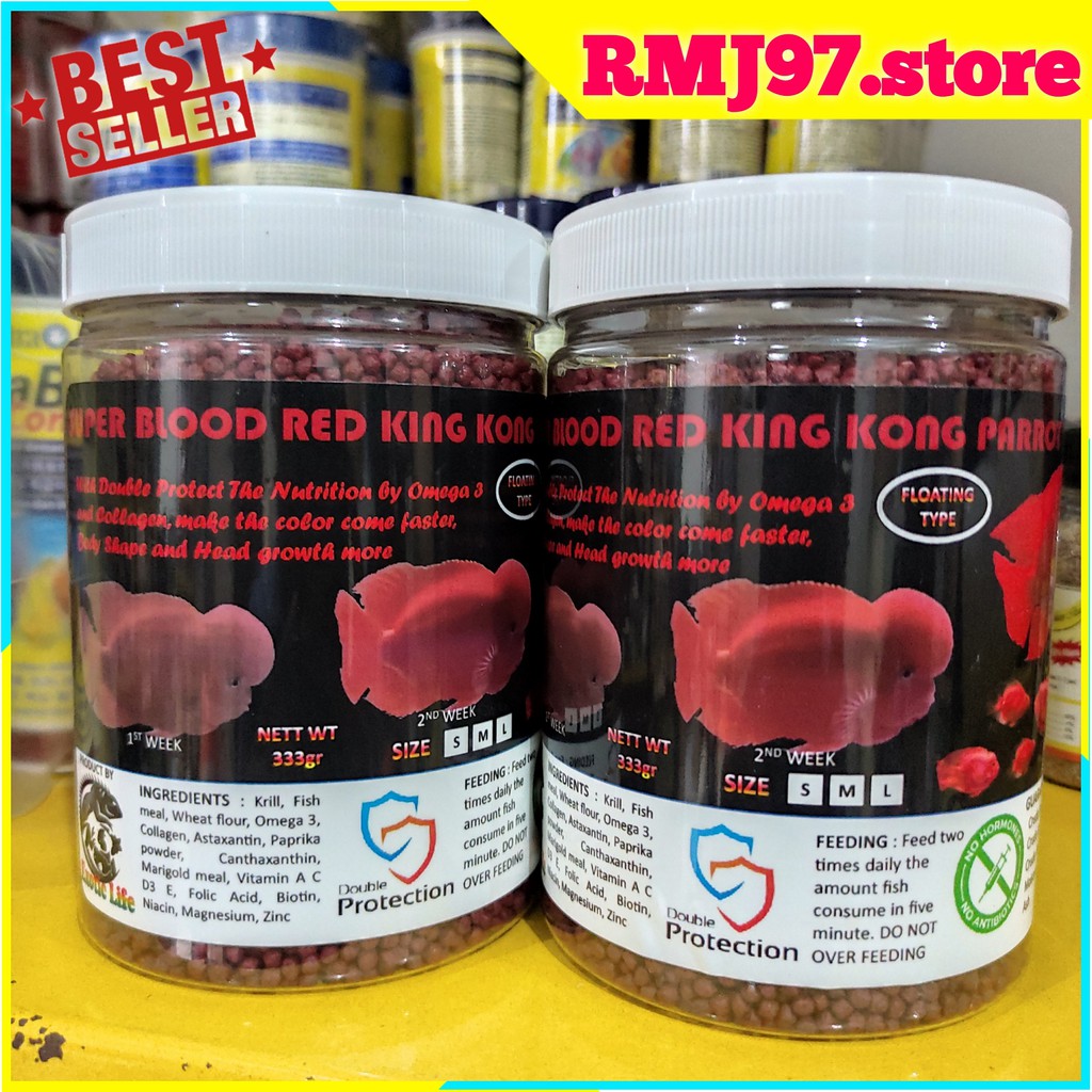 SUPER BLOOD RED KING KONG PARROT PAKAN PARROT & LOUHAN 333GRAM