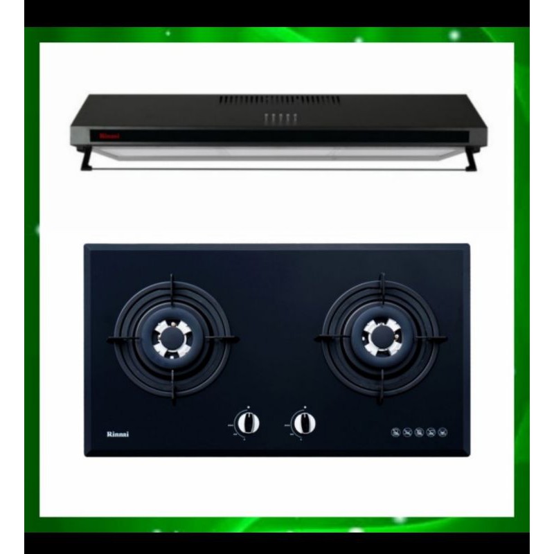 Paket kompor tanam Rinnai 772 ROG dan Cooker hood Rinnai RH 390 VRB