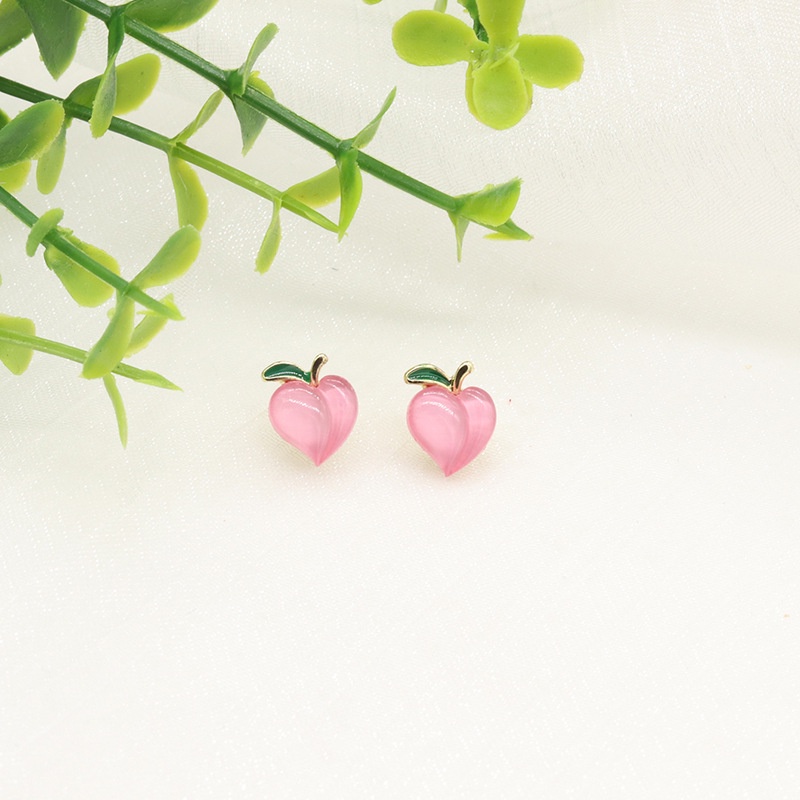 Anting Stud Desain Mutiara Peach Warna Pink