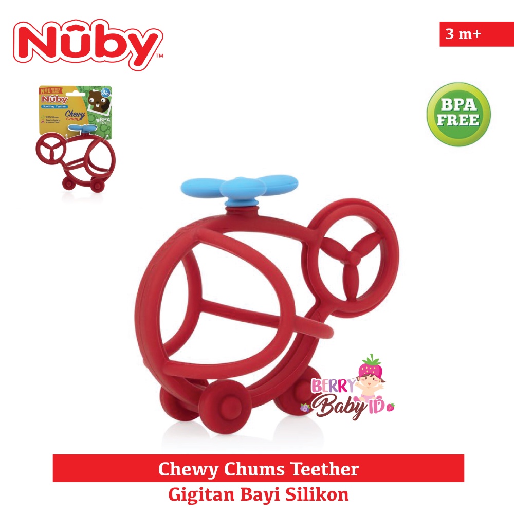 Nuby Chewy Chums Teether Silicone Mainan Gigitan Sensori Bayi Anak 3m+ Berry Mart