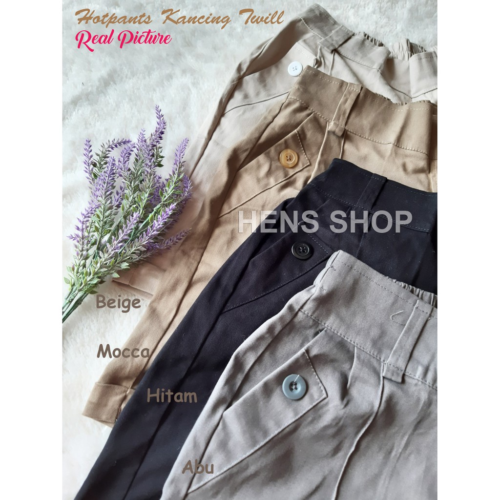 HOTPANTS KANCING TWILL / CELANA PENDEK KANCING TWILL
