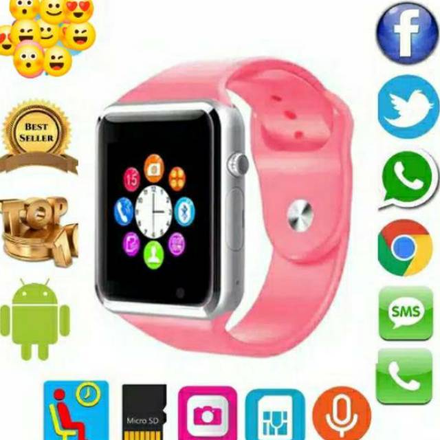 SMARTWATCH A1 / JAM HP PINTAR U10 / SMART WATCH CERDAS GA KALAH SAMA IMOO ANDROID / IOS warna pink
