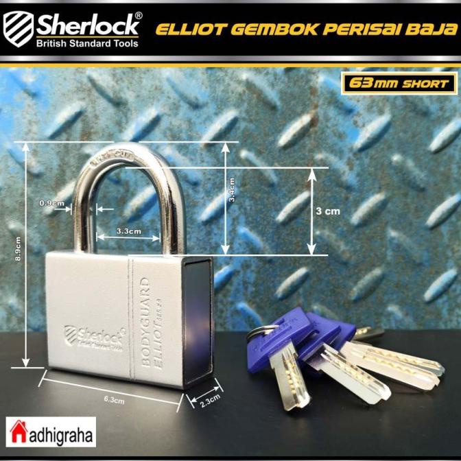 Gembok Bodyguard Elliot Perisai 63 63Mm Pendek Sherlock Serbaguna