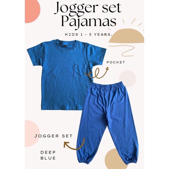 JOGGER SET Pajamas - Setelan Celana Jogger anak &amp; Kaos Polos bahan katun premium - 0 sd 5 tahun