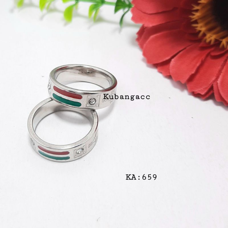 ArenaJewerly-659 Cincin Titanium Couple Pria Wanita Cincin Fashion Cincin Titanium