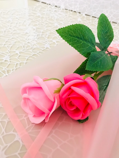 PINK  DOUBLE - BOUQUET ROSE SOAP FLOWER BUNGA SABUN HADIAH VALENTINE