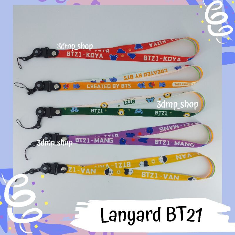 Lanyard Gantungan Tali Hp Id card bts bt21 tata cooky chimmy mang koya van