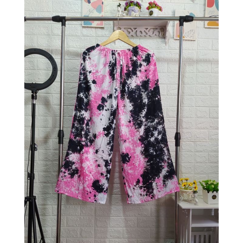 Celana Kulot Panjang Rayon Jumbo Tye Die Bali-2