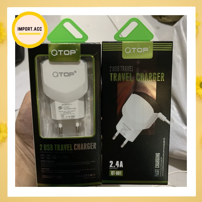 QTOP Charger 2.4A Fast Charging Include Kabel Micro USB [GARANSI]