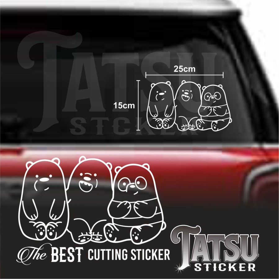 CUTTING STICKER - STIKER LUCU KACA MOBIL MOTOR BODY - WE BARE BEARS BARU