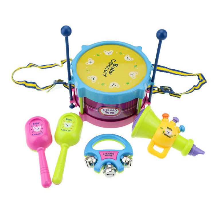 Mainan Musik Anak Set Tool Lengkap Drum Trumpet Band Toy 5PCS B4715