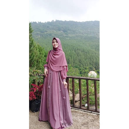 ❌SOLD OUT❌ Flowery Dress By Nafika Syar'i • Khimar Atelier Angelina, dress wisuda, kebaya nikah, keb
