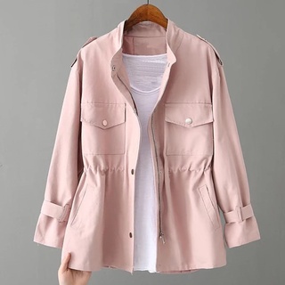 COD -  Vanda Parka Jacket Kanvas Premium Tebal Wanita Korean Style All Size Fit L Outerwear Jacket Ziper Button Remaja Kekinian