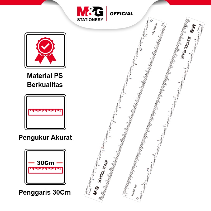 

M&G Penggaris Akrilik /Ruler Plastik Panjang 30 cm Material Berkualitas PS Pengukur Akurat
