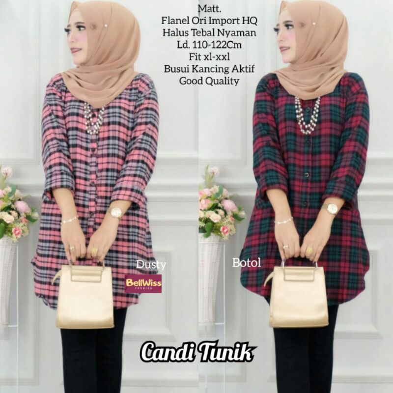 CANDI TUNIK WANITA / TUNIK KOTAK KOTAK