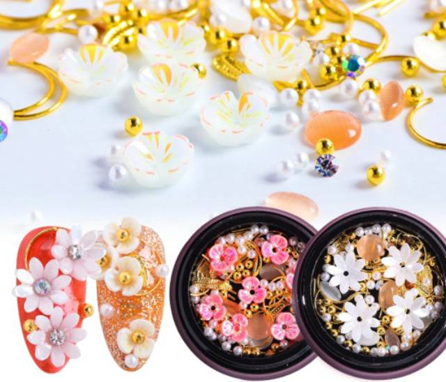 Hiasan Kuku Rhinestone flower nail art aksesoris kuku wedding bunga nailart nail art nail aksesoris