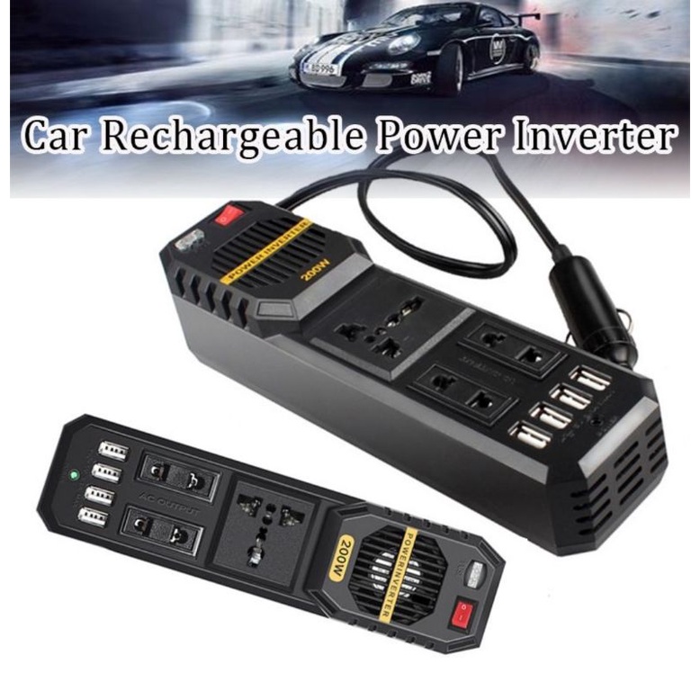 Car Charger 200W 12V Power Inverter Adaptor Converter - Charger Mobil