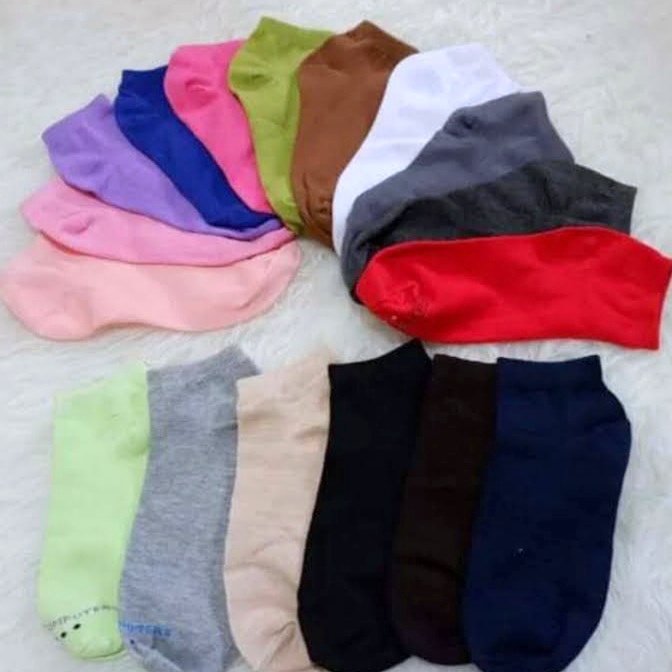 Kaos kaki wanita pendek mata kaki polos warna bahan katun murah