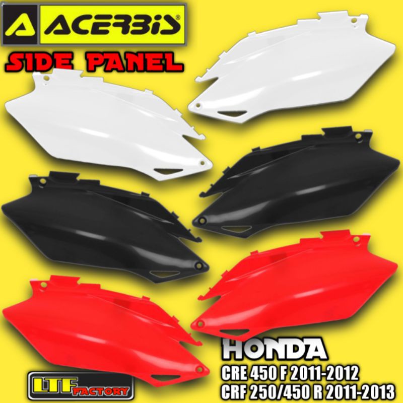 HONDA CRF 250 450 R 2011 2012 2013 - ACERBIS Side Panel Cover Body Samping Sayap Belakang Set Trail Motocross Original - Merah Hitam Putih