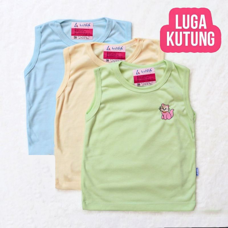 3 Pcs Baju Bayi LUGA SNI Lengan Buntung - Baju Bayi Kaos Oblong  1-2 Tahun