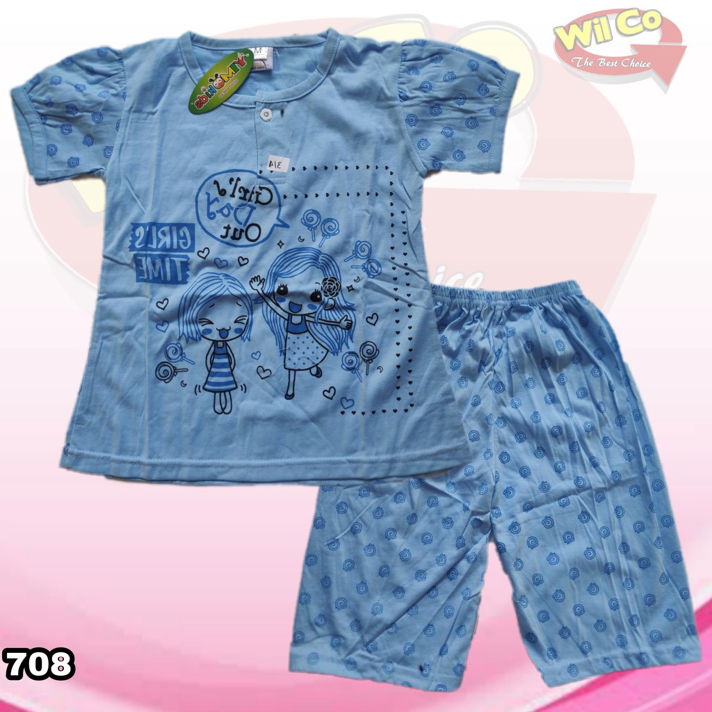 K708 - SETELAN ANAK WANITA YIMOKIDS MOTIF KARTUN GOLDEN NICK HARGA PER 1 SETEL