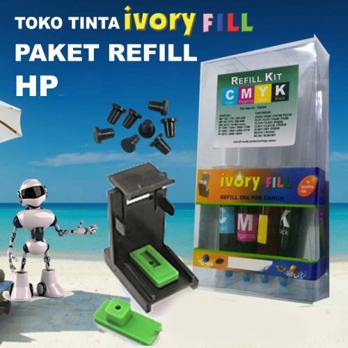 paket suntikan refill cartridge HP tinta tool kit bor karet isi ulang