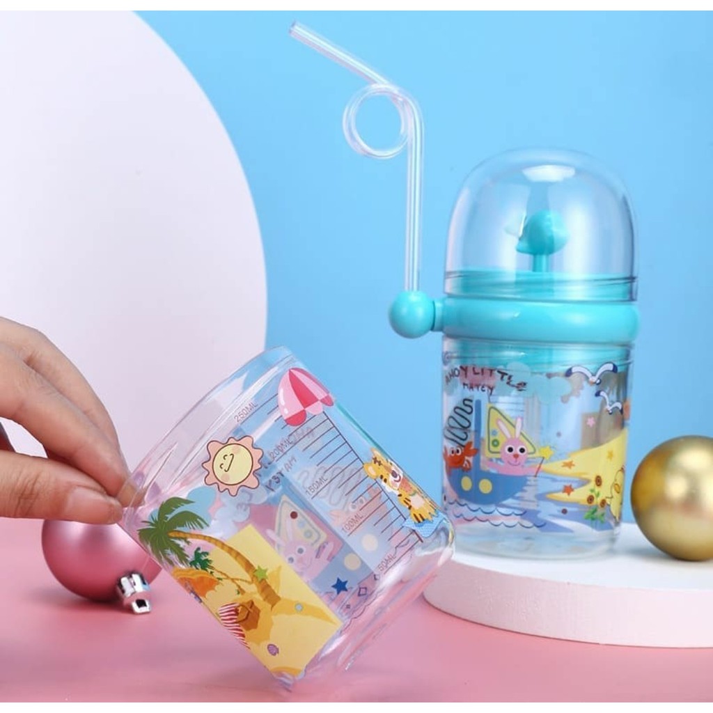 SHABRINA_FASHION!! Botol Minum Anak Air Mancur Ada Tutup Karakter Animal Free Dus Unik