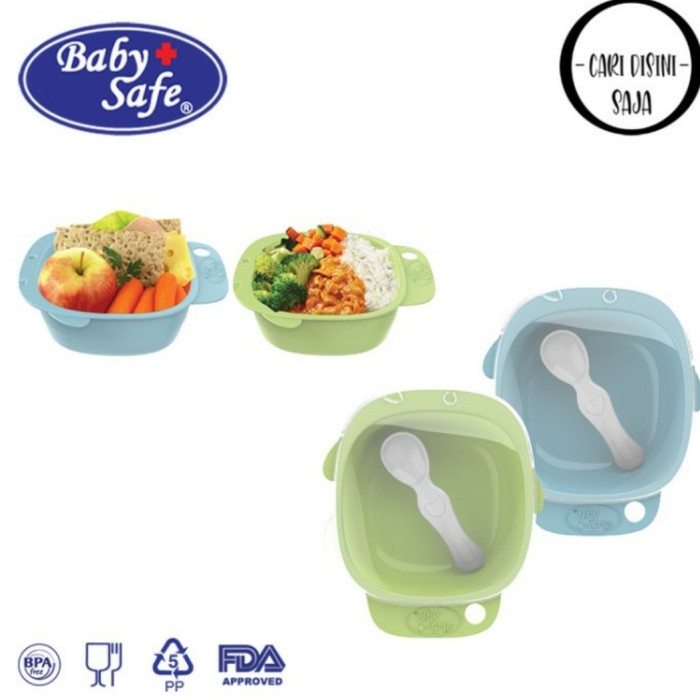 BABY SAFE Meal Bowl Mangkok Bayi dengan Sendok dan Tutup Babysafe