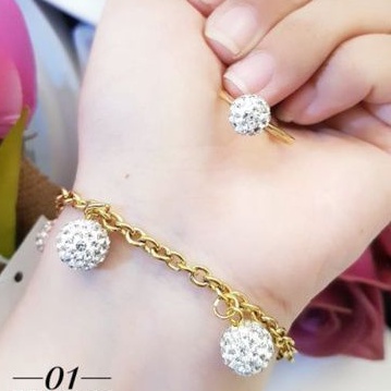 Titanium Set Gelang dan Cincin Wanita C8643