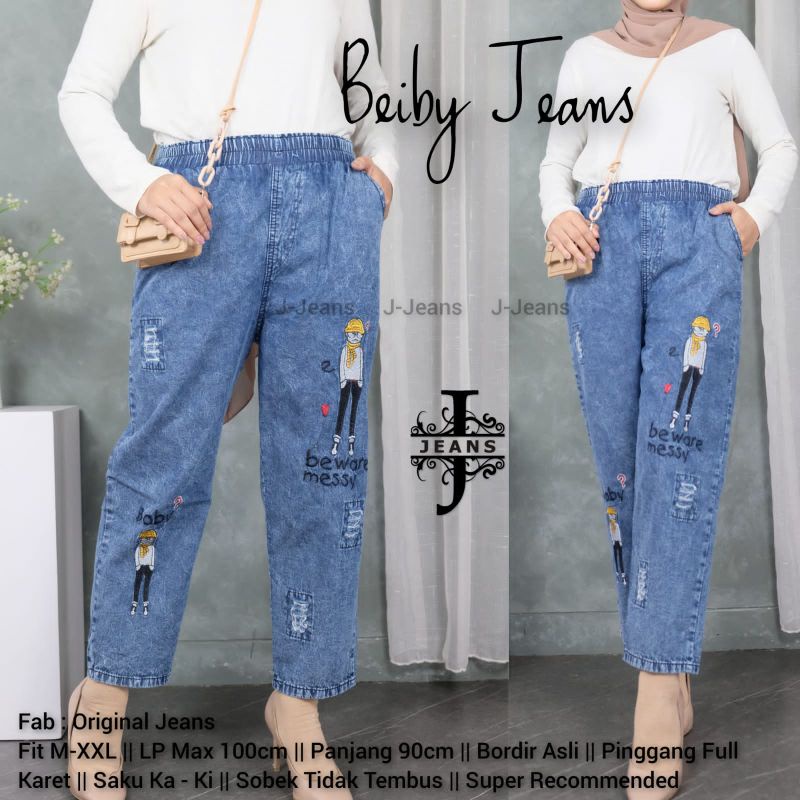 Celana Jeans Bordir Terbaru Beiby Jeans/Messy Jeans Aplikasi Ripped