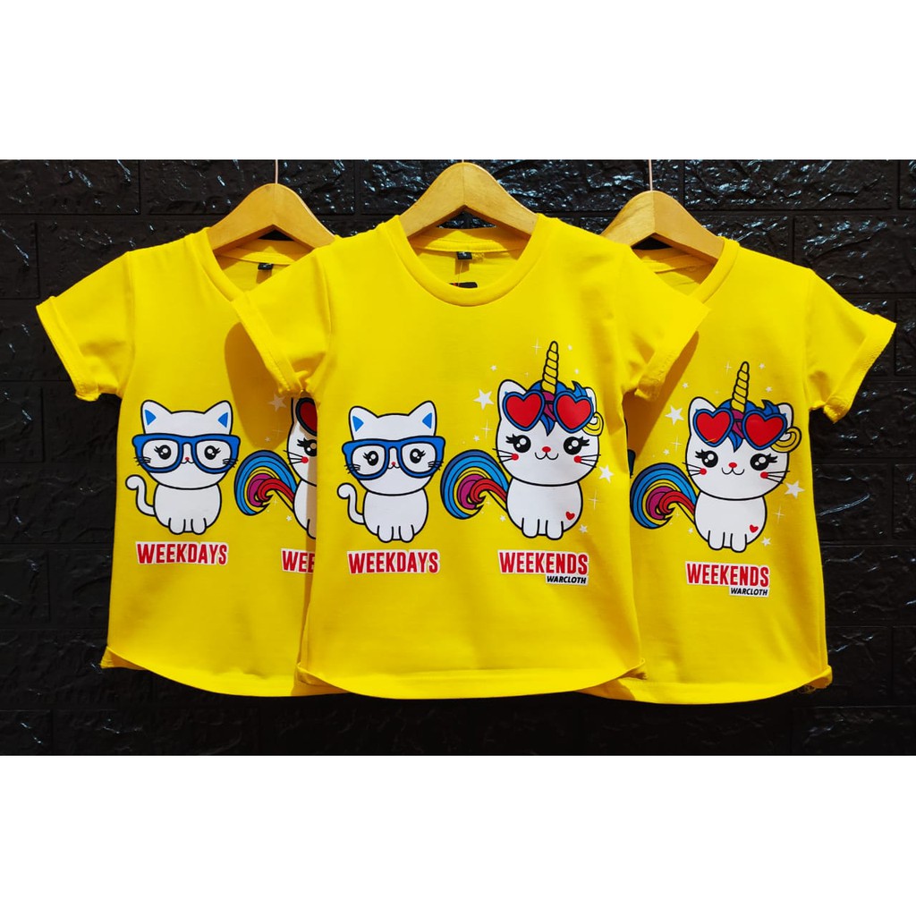 Kaos Anak Perempuan Cat yellow Bahan Adem Kualitas Distro Kuning