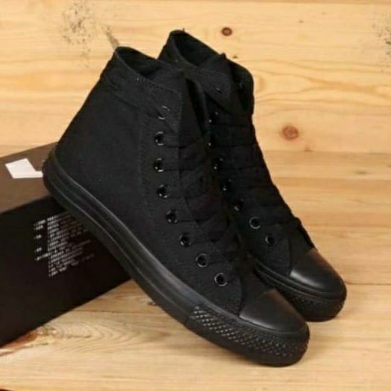 Sepatu Sekolah Converse All Star Hitam Polos Pria Wanita Sepatu Kerja Sekolah Santai Jalan Jalan