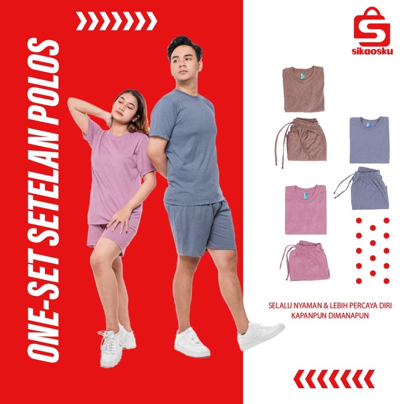 SETELAN KAOS POLOS DAN CELANA POLOS STELAN BOXER BAJU satu set SEPASANG ATASAN BAWAHAN