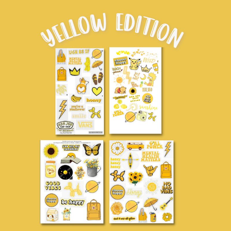 

yellow sticker pack aesthetic journaling savage korea custom