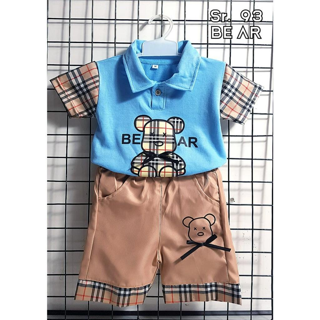 SETELAN WANGKY ANAK LAKI LAKI _GENJIRO_STORE ID_SETELAN BORDIR BONEKA BAHAN BURBERRY/TANAGAN PENDEK CELANA PENDEK/COD/6BLN SAMPAI 4THN_ COD