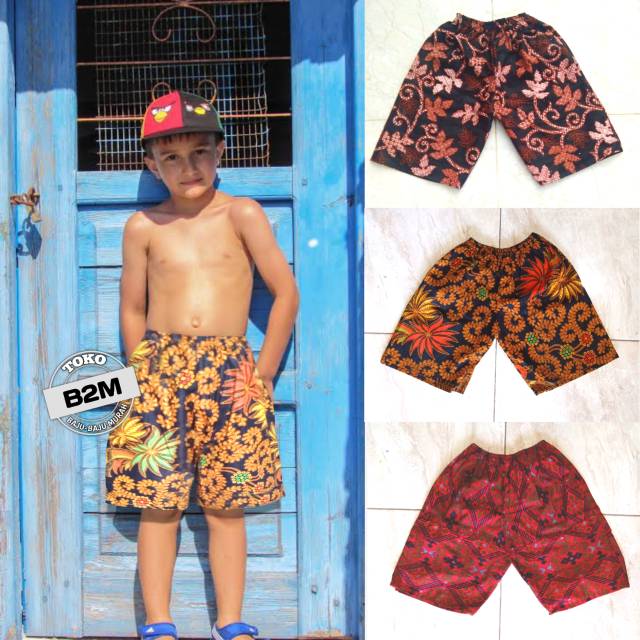 Celana Pendek Katun Plentet Batik Size Anak~ Abg