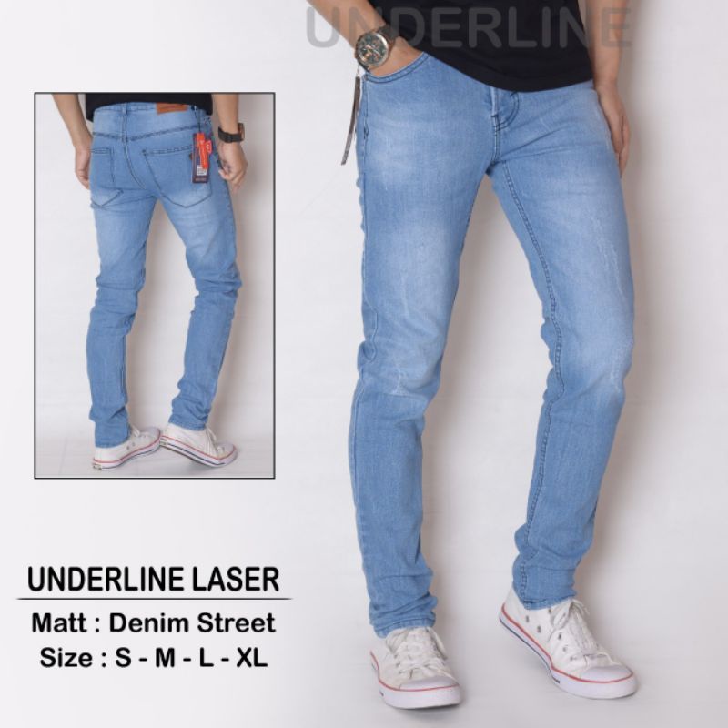 Celana Panjang Jeans Pria  Original Underline Model Laser Terbaik