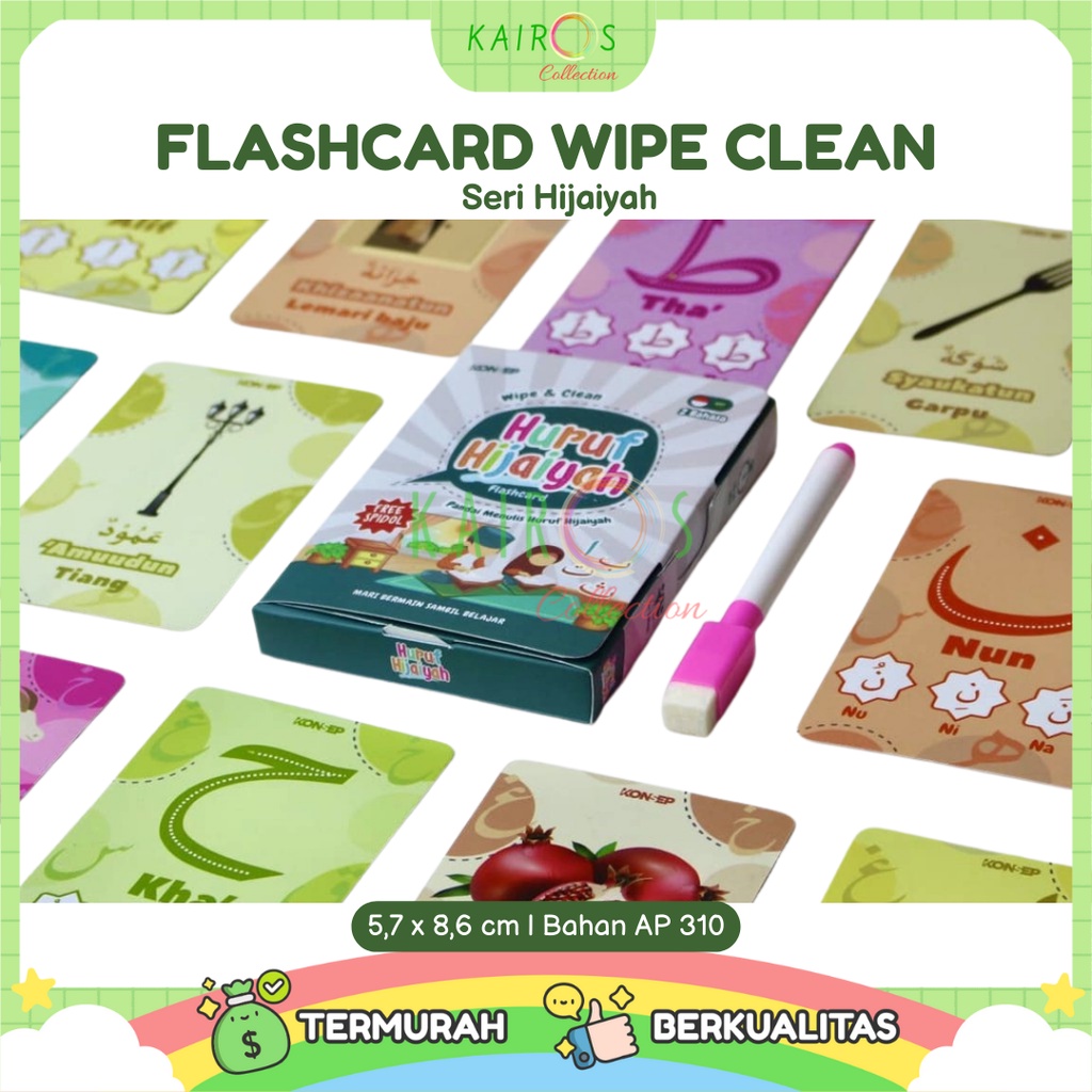 Flashcard Wipe Clean Seri Hijaiyah Flash card Kartu Pintar Belajar Balita Bisa Ditulis Dihapus