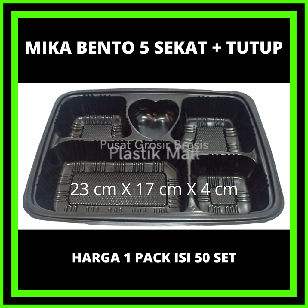 Mika Bento Sekat 5 / Tray Bento Sekat 5 / Box Bento 5 Sekat. @50Pcs / Mika Bento 5 Sekat LOVE / Tray