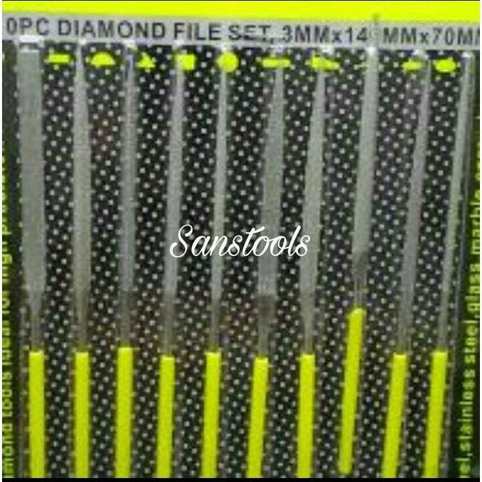 

kikir diamond set PROHEX 3mm x 140mm file intan permata 10pcs Germany promo