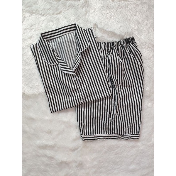 Baju Tidur Wanita/Piyama Wanita Dewasa Katun Motif Daun Part 3-HP SALUR HITAM