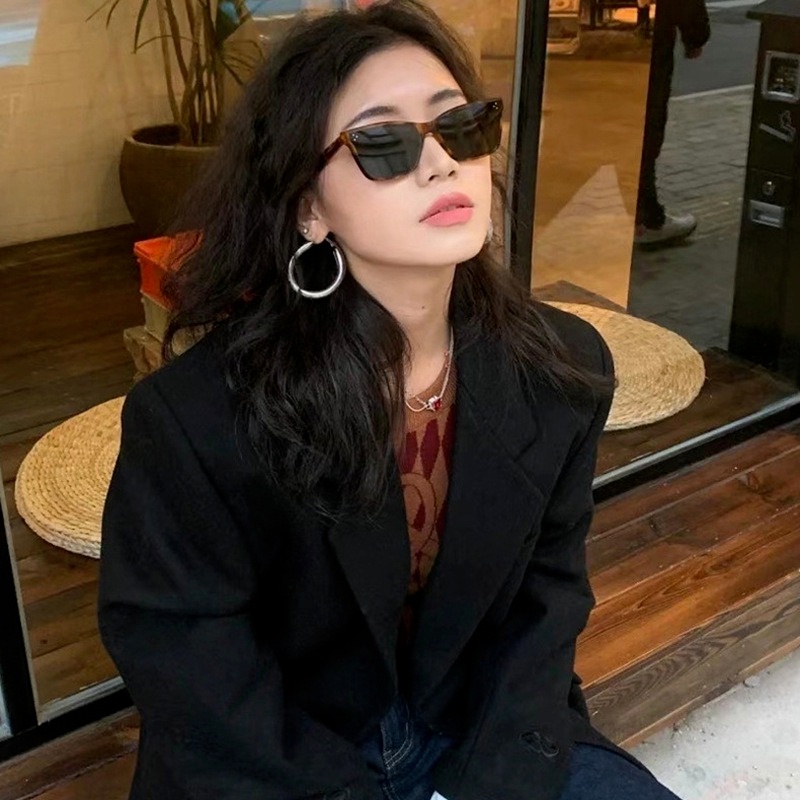 (YUZHU) COD Gaya Korea Retro Cat Eye Sunglasses Untuk Wanita Nuansa Bingkai Kecil Sempit Untuk Wanita