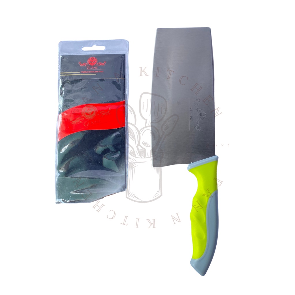 Pisau Daging / Pisau Golok / Parang Stainless Gagang Hijau
