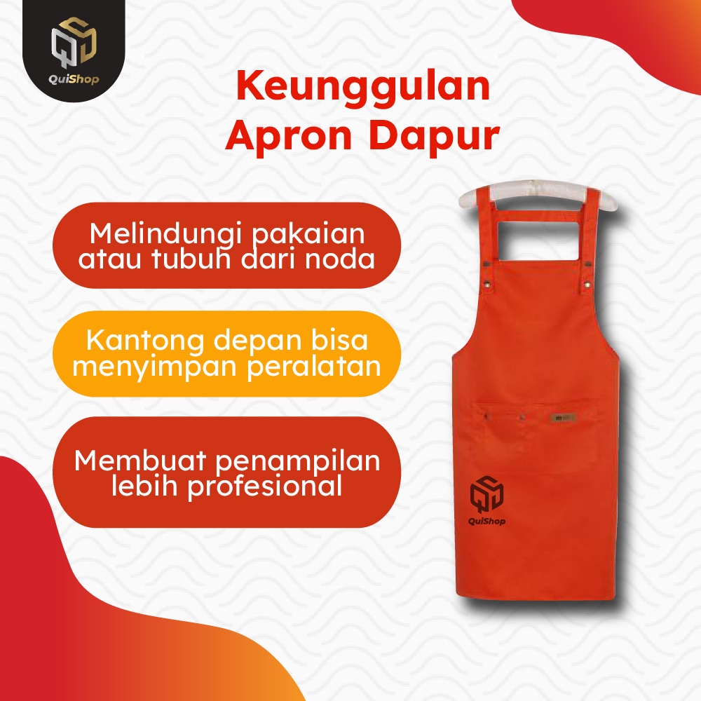 Apron Celemek cotton Barista Masak Kitchen Chef Barbershop waterproof