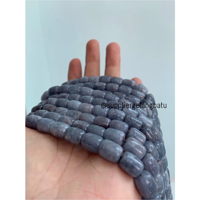 bahan renceng batu agate tabung 8mm amazonite abu abu craft aksesoris