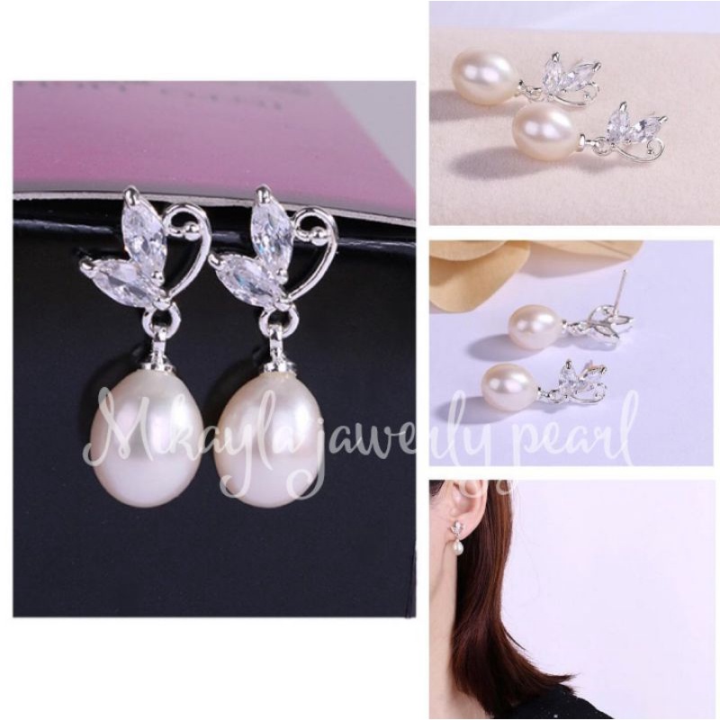 Anting mutiara|Anting perak mutiara|Anting mutiara bersertifikat|Mutiara asli|Giwang mutiara lombok