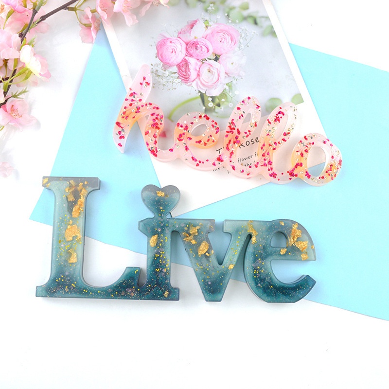 SIY  DIY Hello Blessed Live Letter Resin Casting Molds English Letters Love Pendant Silicone Jewelry Resin Mold Craft Tools