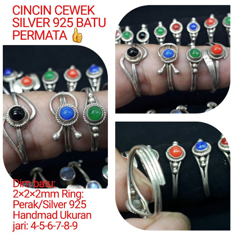 CINCIN PERAK MURNI 925 HANDMAD BATU PERMATA