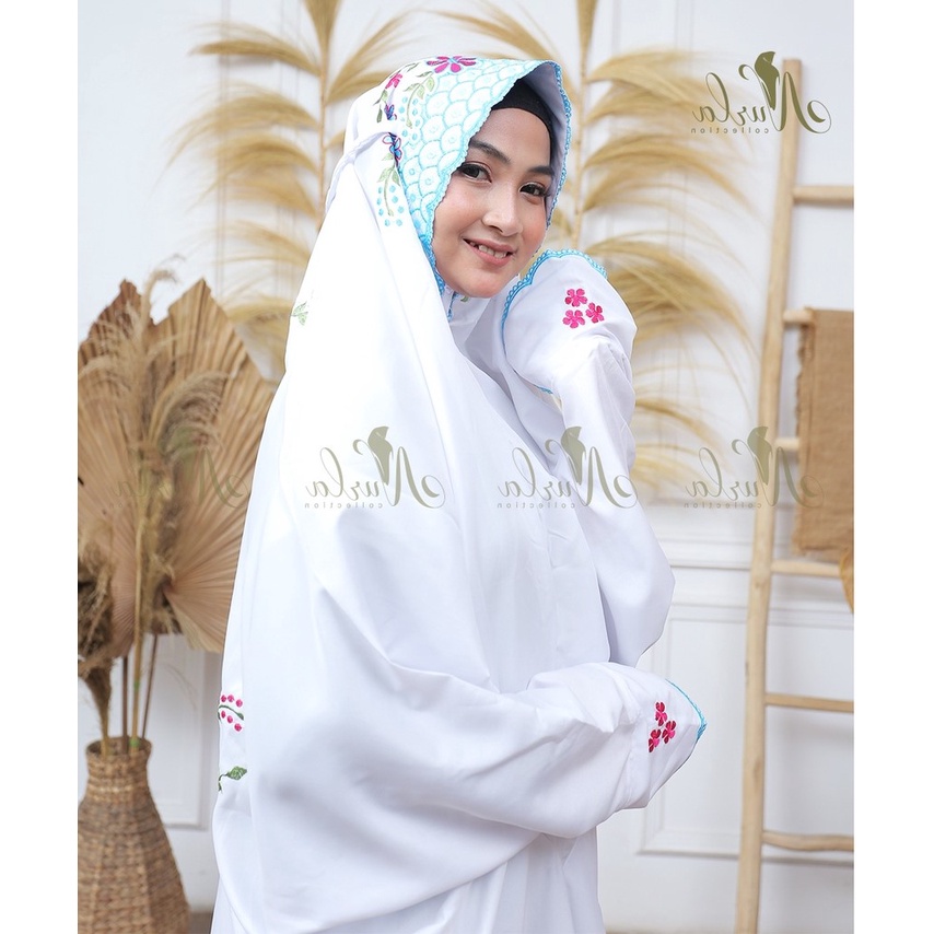 Mukena Mukenah Rukoh Rukuh Langsungan Terusan Santri Lajuran Katun Jepang Mutiara Santriwati Renda P