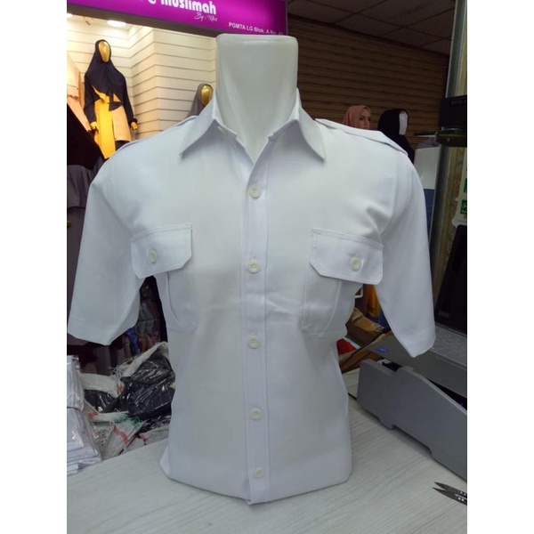 LICHANDRA PUTIH KANTONG DADA/BAJU KERJA ASN LENGAN PENDEK PRIA/BAJU DINAS ASN